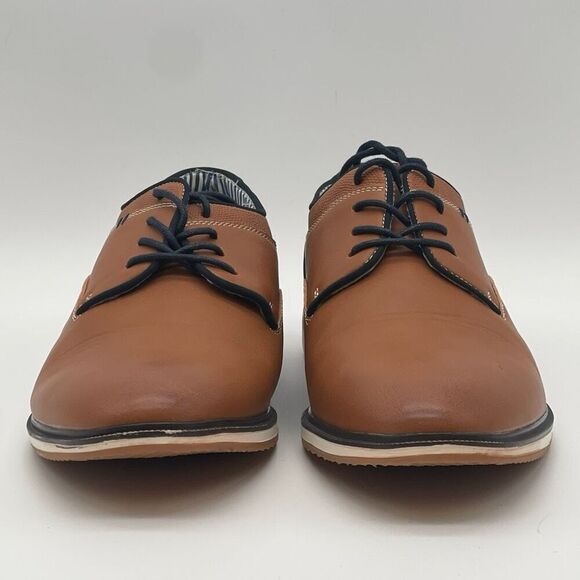 Oxford Shoes Men's Size 10 Brown Black Two Tone Lace Up Leather Comfort Casual - Picture 7 of 16